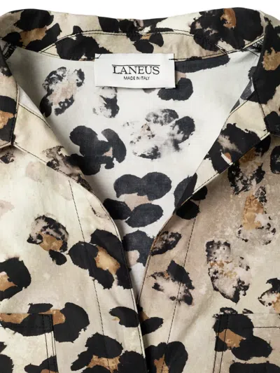 Laneus Leopard-print Patch-pocket Shirt In Multi