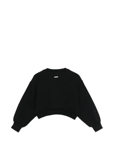 Msgm Sequin-floral Sweatshirt In Black