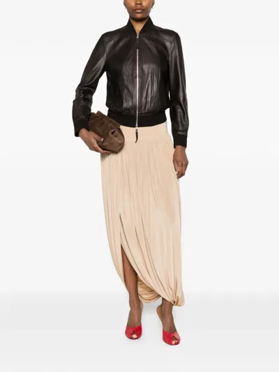 Bully Panelled Lambskin Jacket In Brown