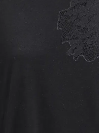 Max Mara Wool Sweater With Lace Inserts In Black