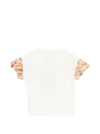 Etro Floral Ruffled Sleeve T-shirt In Neutral