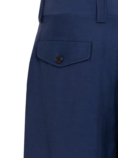 Laneus Buttoned-flap-pocket Trousers In Blue
