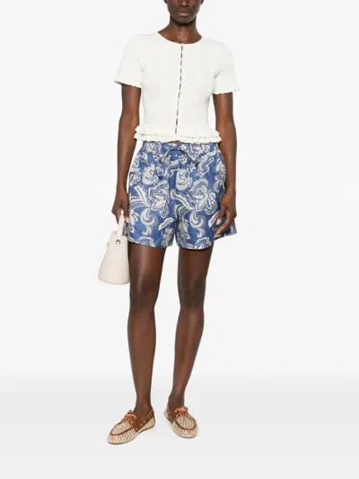 Sandro Ruffled Buttoned Cardigan In White