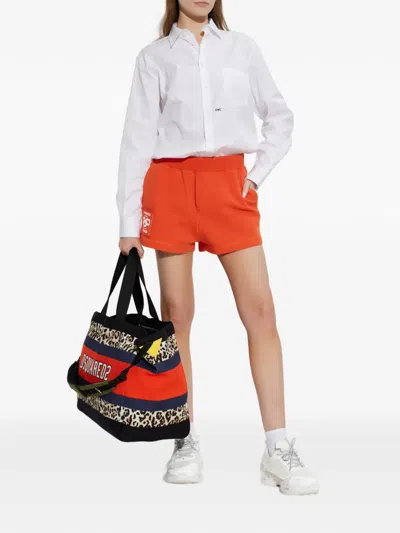 Dsquared2 Logo Patch Mini Shorts In Orange