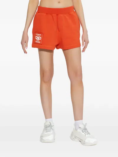 Dsquared2 Logo Patch Mini Shorts In Orange