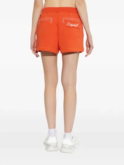 Dsquared2 Logo Patch Mini Shorts In Orange
