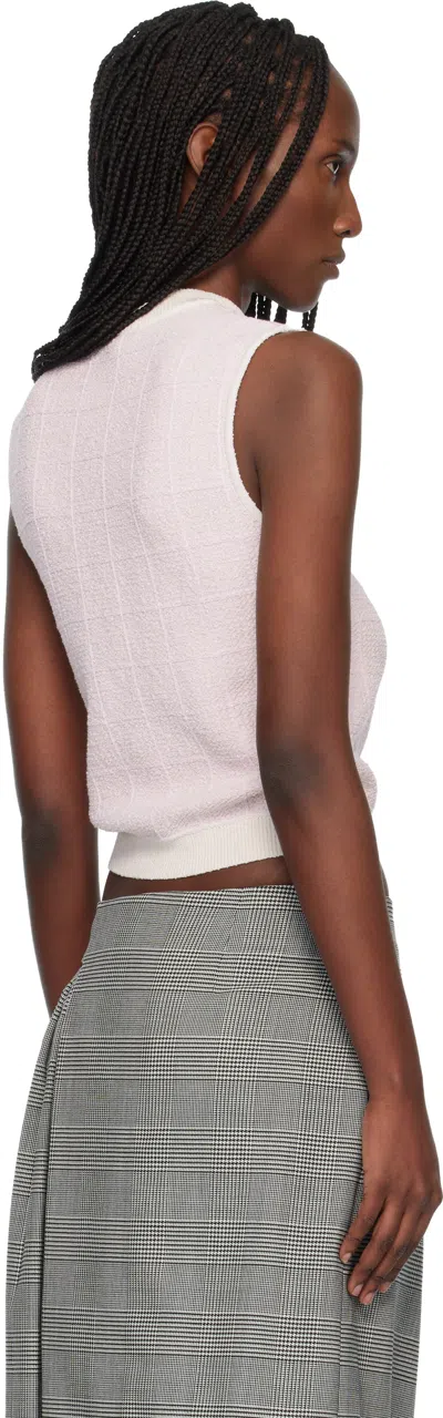 Balmain Knit Top Button Detail Sleeveless Round Neck In White