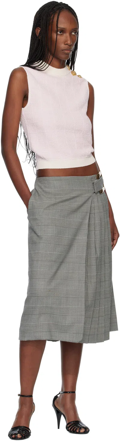 Balmain Knit Top Button Detail Sleeveless Round Neck In White