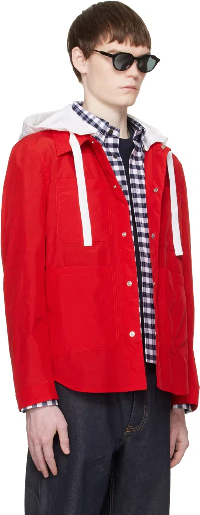 Thom Browne Red Utility Patch Pocket Jacket In Red