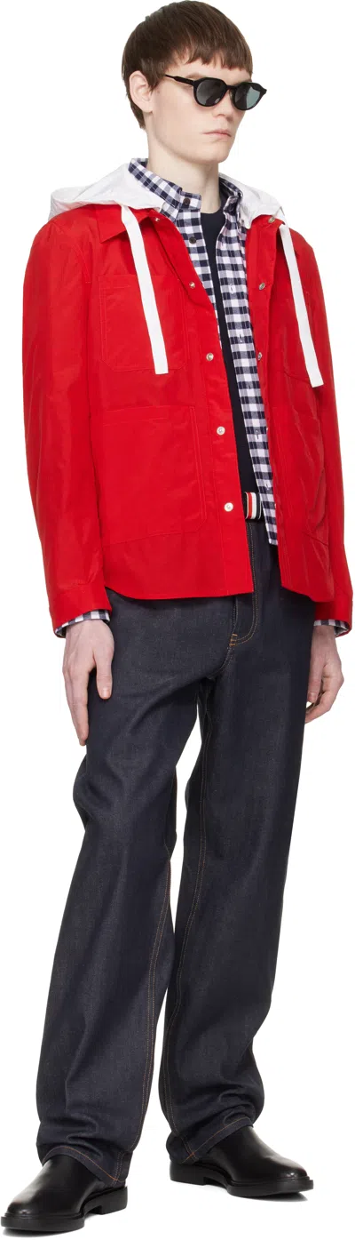 Thom Browne Red Utility Patch Pocket Jacket In Red
