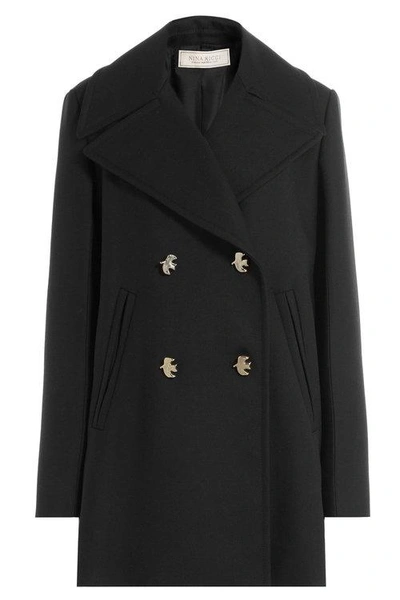 Nina Ricci Double Breasted Short Coat In Black