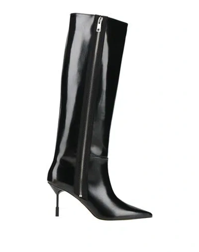 Msgm 75mm Tr Leather Tall Boots In Black