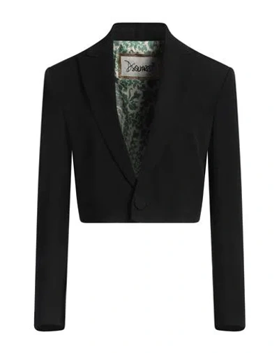 Dsquared2 Cropped Tailored Blazer Structured Shoulders In Black