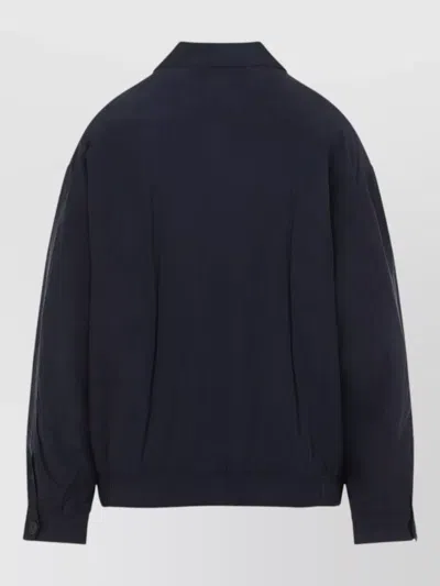 Prada Collared Jacket Long Sleeves Elasticated Hem In Blue