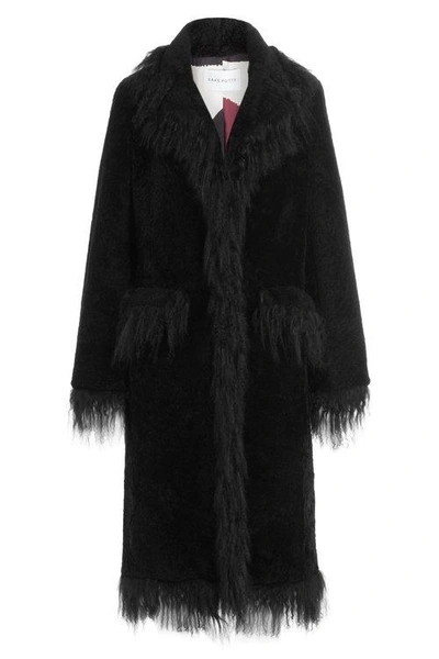 Saks Potts Fur Coat With Fringe In Black