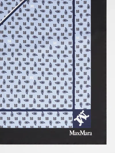 Max Mara Printed Silk Oversized Scarf In Blue