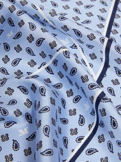 Max Mara Printed Silk Oversized Scarf In Blue