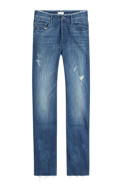 Mother Distressed Skinny Jeans In Blue