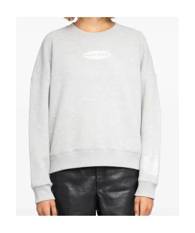 Zadig & Voltaire Womens Mira Logo-print Cotton-jersey Sweatshirt Gris Chine Clai Xs In Gray