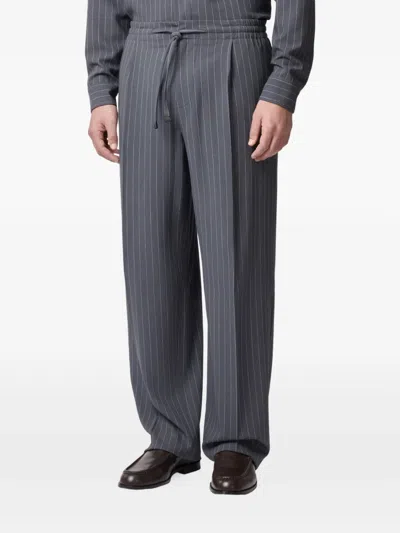 Tod's Pinstripe-pattern Drawstring Trousers In Gray