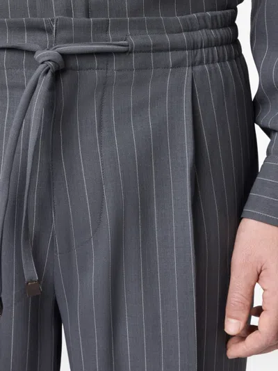 Tod's Pinstripe-pattern Drawstring Trousers In Gray
