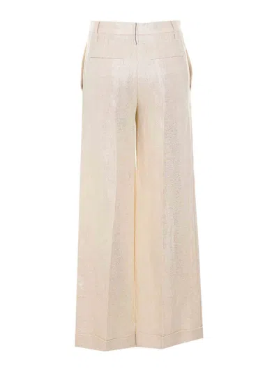 Brunello Cucinelli Women Wide-leg Tailored Linen Trousers In Nude