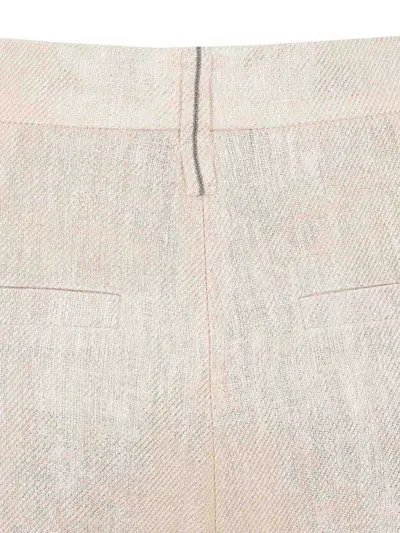 Brunello Cucinelli Women Wide-leg Tailored Linen Trousers In Nude