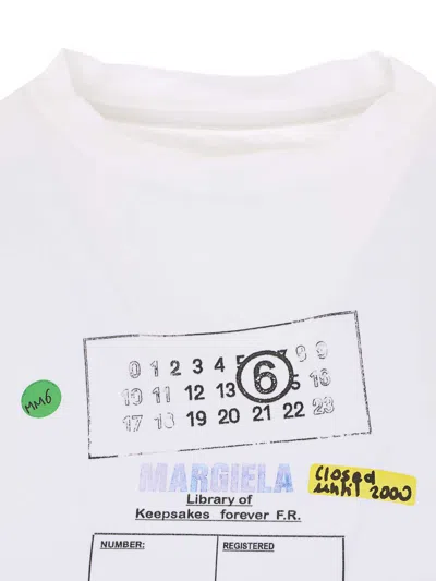 Mm6 Maison Margiela Black Library Card Graphic Cotton T-shirt In White