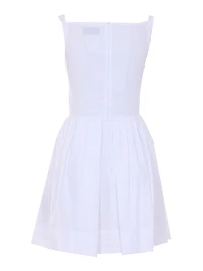 Vivienne Westwood Draped Midi Dress With Fitted Bodice And Gathered Skirt In White