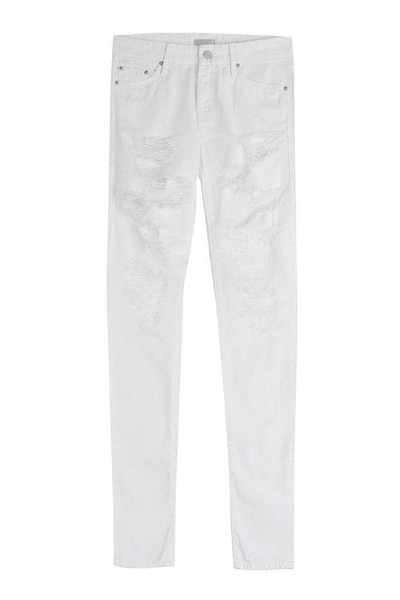 Mother The Looker Distressed Skinny Jeans In White