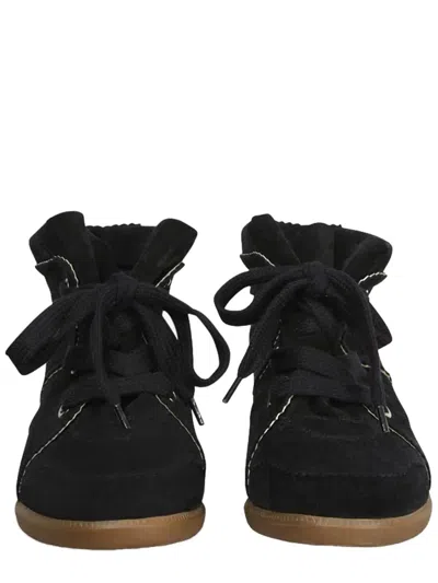 Isabel Marant Bobby Suede Wedge Sneakers In Black