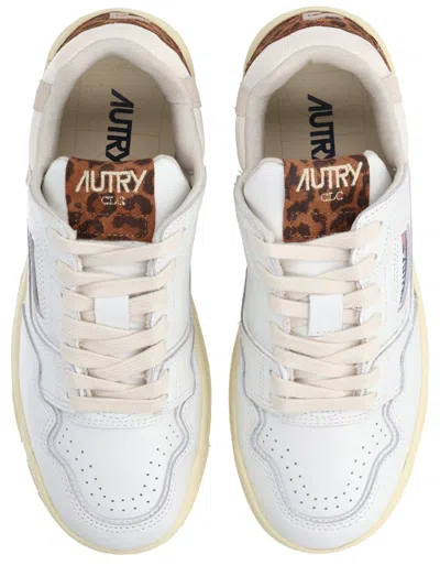 Autry Clc Leopard-print Sneakers In White