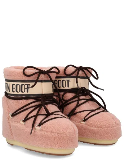 Moon Boot Icon Low Fleece Pink Snow Boot In Animal Print