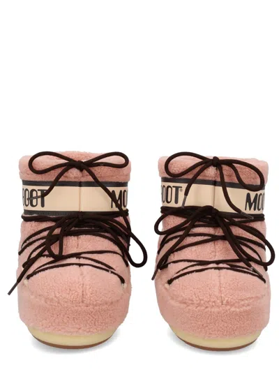 Moon Boot Icon Low Fleece Pink Snow Boot In Animal Print