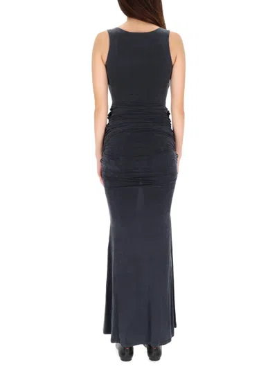 Vivienne Westwood Long Ginnie Pencil Dress Fluid Viscose Satin Black 40 Women