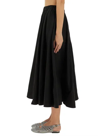 Aspesi Pleated A-line Mid-length Skirt In Black