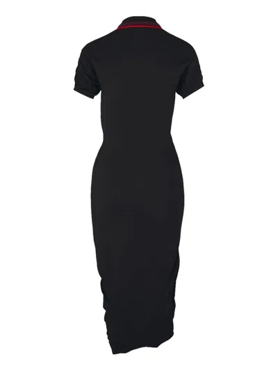 Vivienne Westwood Ruched Polo Dress Asymmetric Hem Keyhole In Black