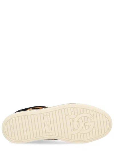 Dolce & Gabbana Saint Tropez Light Suede-trimmed Calf Hair Sneakers In Black