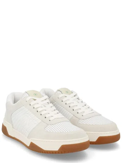 Valentino Garavani Signature Detail Ankle Padding Sneakers With Interchangeable Laces In White