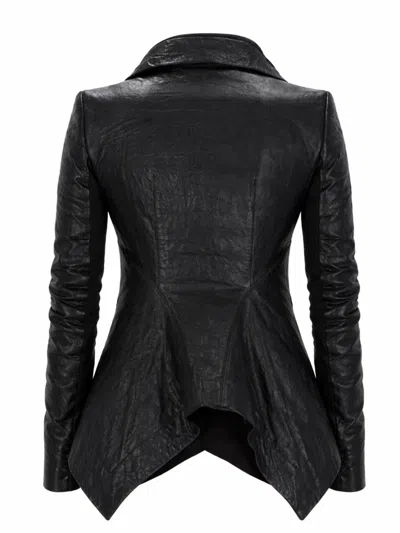 Rick Owens Temple Naska Biker Jacket Asymmetric Front In Black