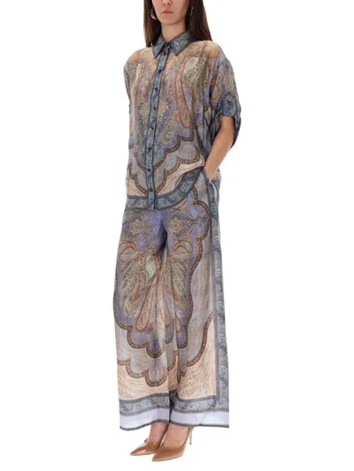 Zimmermann Wanderlust Multicolor Shirt With Classic Collar And All-over Print In Silk Woman