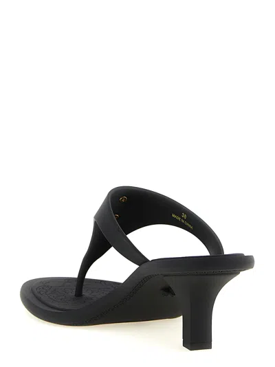 Versace Kitten Heel Thong Sandals With Medusa Detail In Black