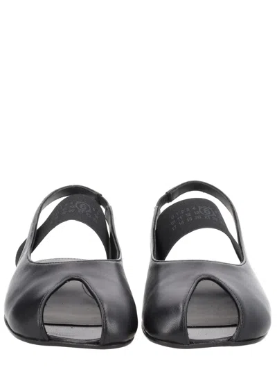 Mm6 Maison Margiela Logo Detailed Open-toe Slingback Sandals In Black