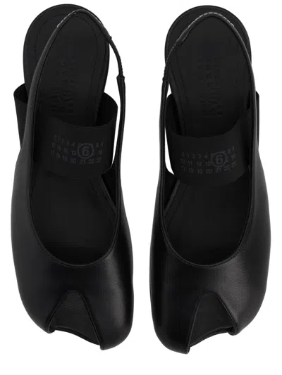 Mm6 Maison Margiela Logo Detailed Open-toe Slingback Sandals In Black