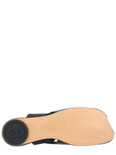 Mm6 Maison Margiela Logo Detailed Open-toe Slingback Sandals In Black