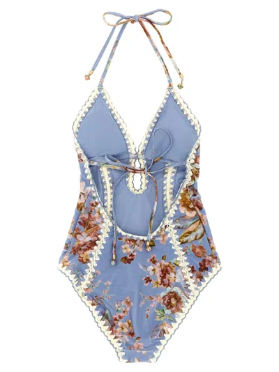 Zimmermann Triangle Bikini Top With Scalloped Trim And Detachable Straps In Blue