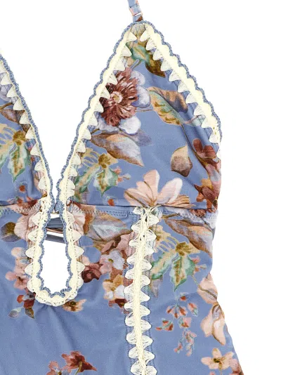 Zimmermann Triangle Bikini Top With Scalloped Trim And Detachable Straps In Blue