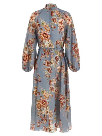 Zimmermann Womens Chambray Floral Billow Long-sleeve Linen Maxi Dress Xxs In Blue