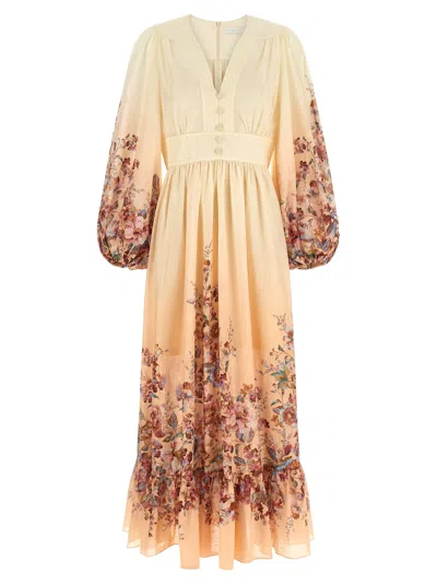 Zimmermann Awaken Plunge Maxi Dress With Separate Slip Clothing In Multi