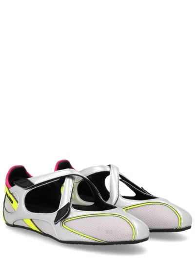 Attico Floor 01 Multicolor Ballet Shoes With Logo On The Side And Cut-out Design In Fabric Woman